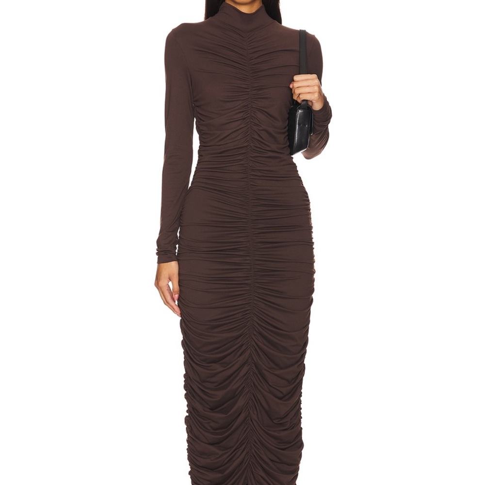 REVOLVE Susana Monaco Mock Gathered Long Sleeve Dress in Java